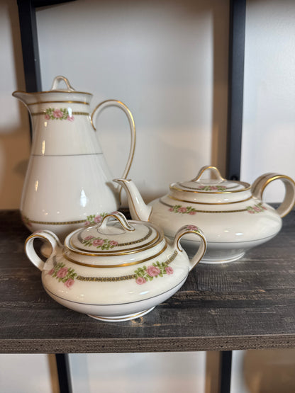 Théodore Haviland Limoges Pink Rose Tea & Coffee Set – Three Pieces