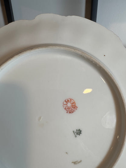 Reserved Haviland Limoges Green & Gold Footed Bowl with Coordinating Plate