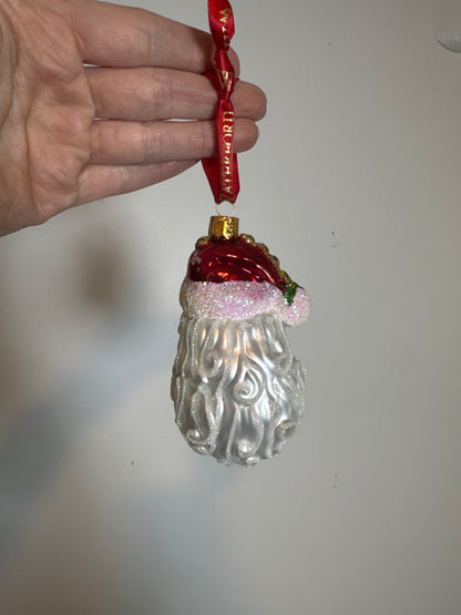 Waterford Santa Christmas Glass Ornament Red Gold Glitter