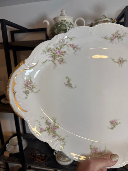 Théodore Haviland Limoges Pink Floral Oval Serving Platter