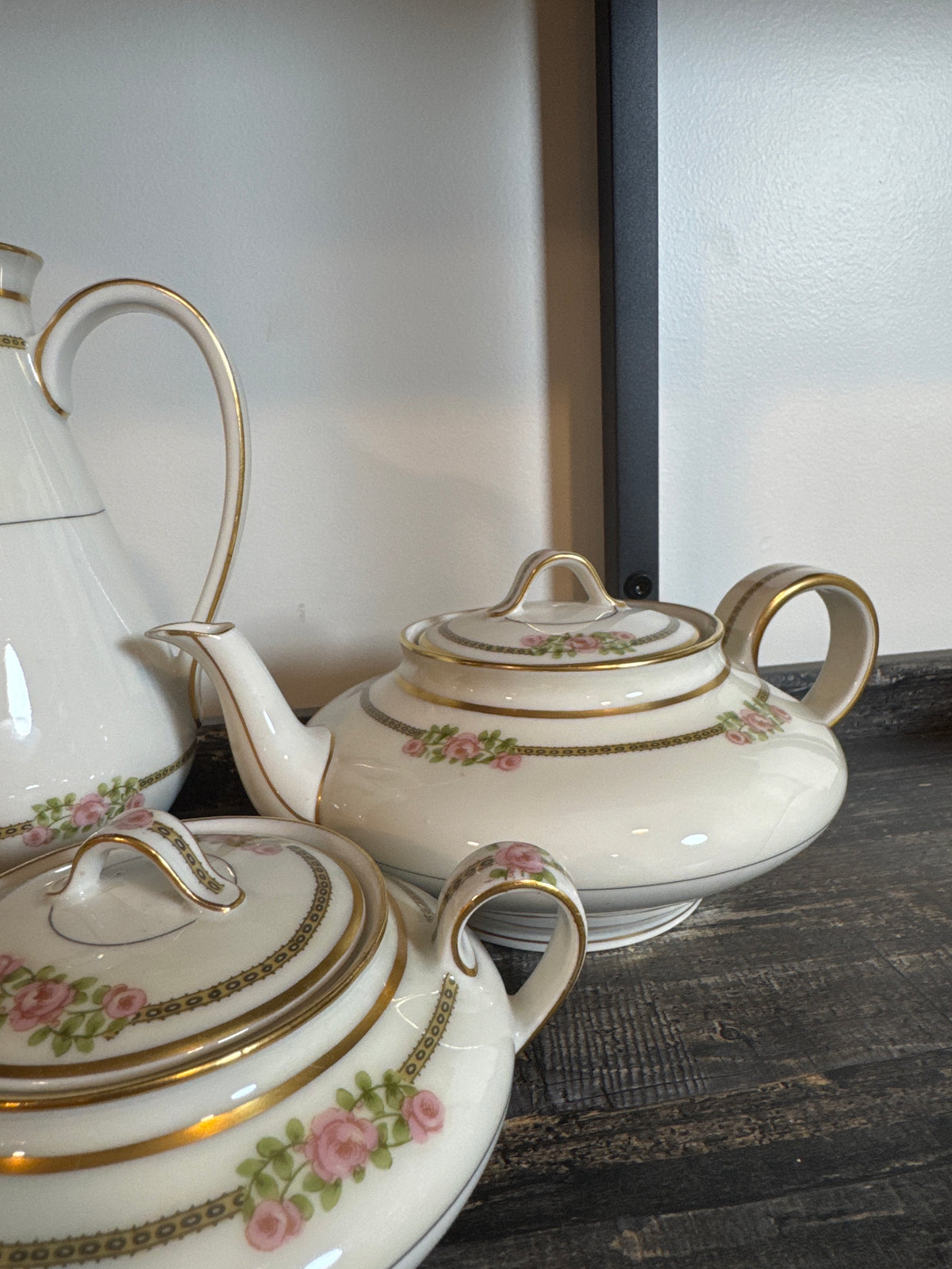 Théodore Haviland Limoges Pink Rose Tea & Coffee Set – Three Pieces
