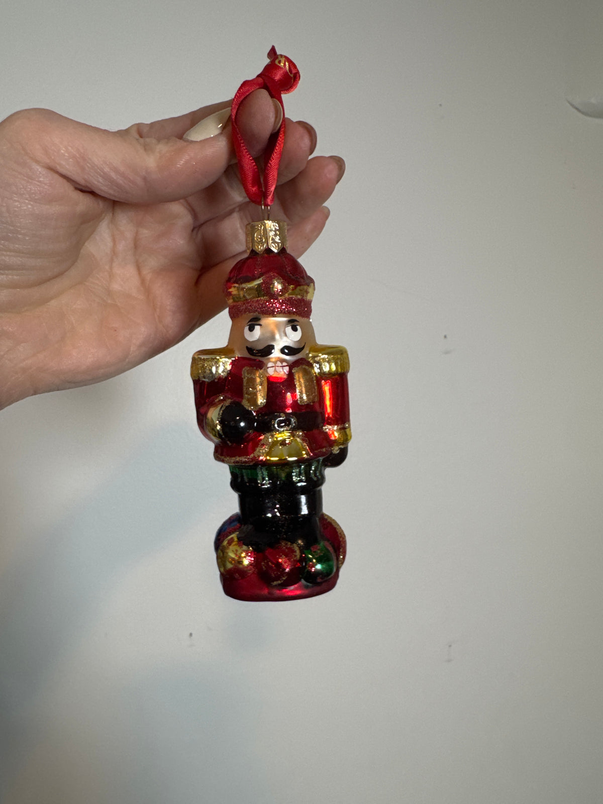 Waterford Holiday Heirlooms Nutcracker Glass Christmas Ornament Red Gold Green