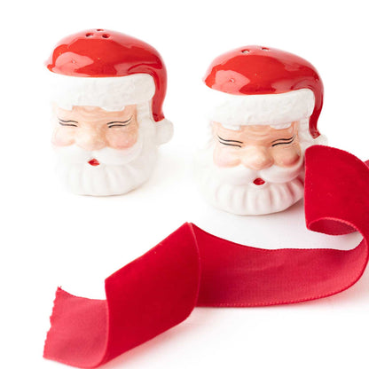 Santa Head Salt & Pepper Shaker Boxed Set, Red
