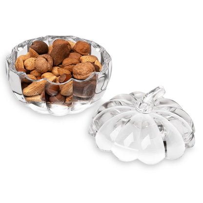 Faceted Crystal Pumpkin Covered Box | Clear Crystal | Fall & Thanksgiving Décor | 7.09” L × 7.09” W × 6.69” H