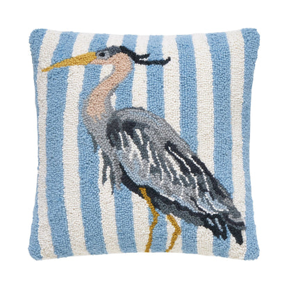 Heron Hooked Wool Accent Pillow | 16" × 16"