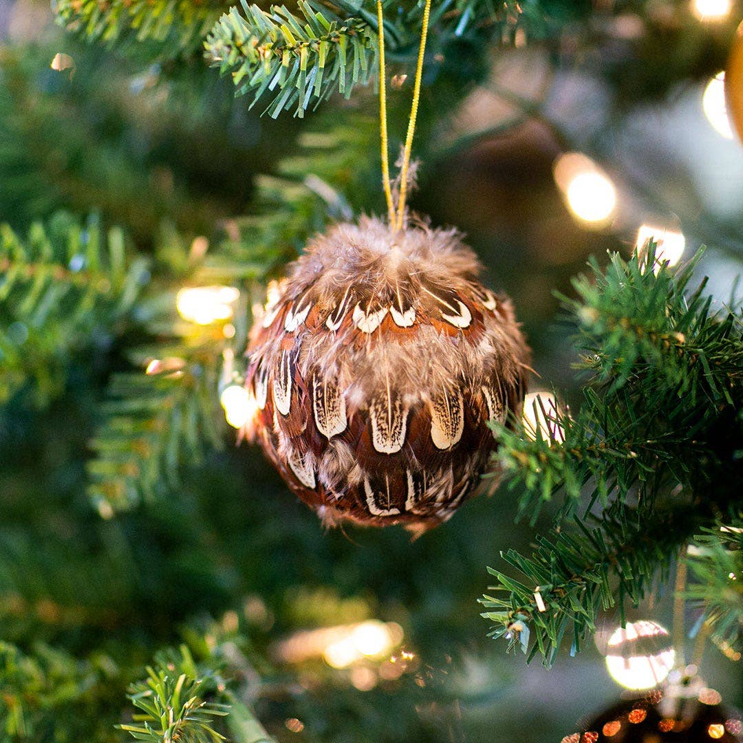 Natural Ringneck Feather Ornament - 3" Ball