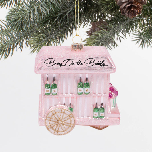 Bring on the Bubbly Cart Glass Christmas Ornament