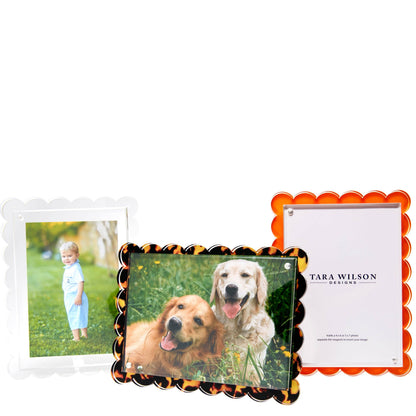 Tara Wilson Designs | Tortoise Scalloped Acrylic Frame | Fits 5" x 7" Photo