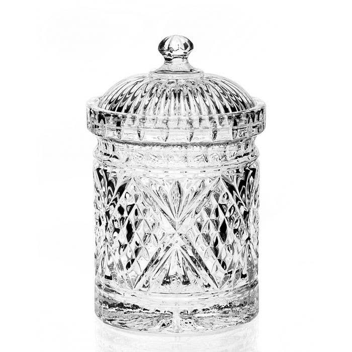 Dublin Cut Crystal Biscuit Box – 4.76” Diameter x 7.24” Height