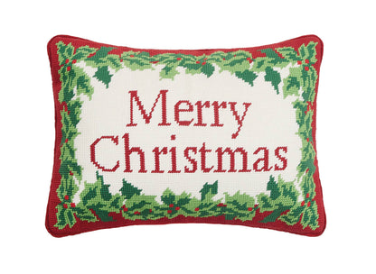 Merry Christmas Embroidered Pillow