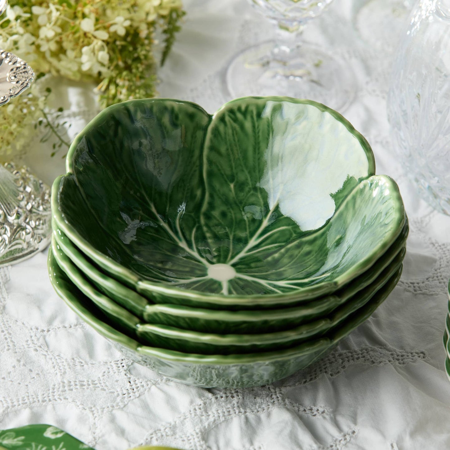 Green Cabbage Ceramic Cereal Bowl | 7x7x2.5 | 16 oz