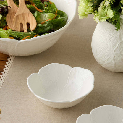 White Cabbage Cereal Bowl, 8"D Ceramic Soup Bowl