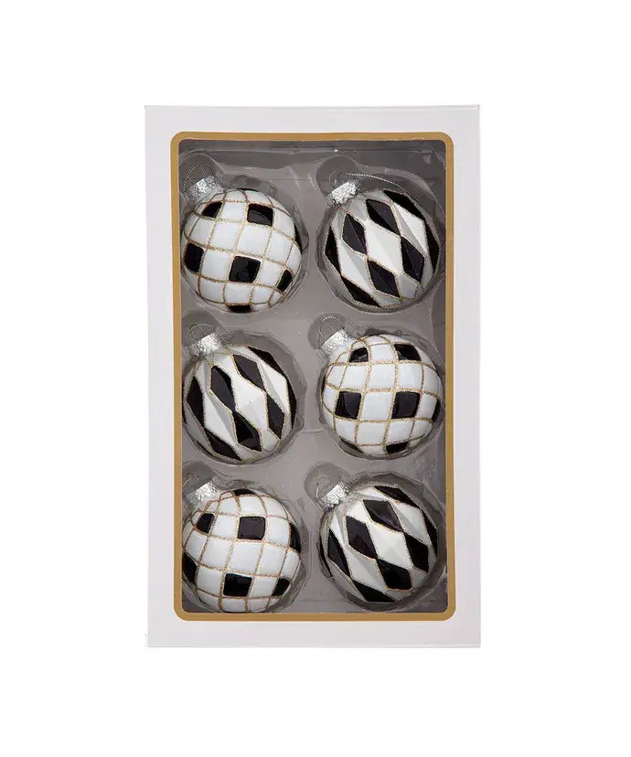 80mm Black/White/Gold Checkered Balls 6Pc