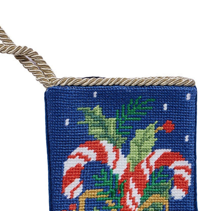 Candy Cane Embroidered Mini Stocking