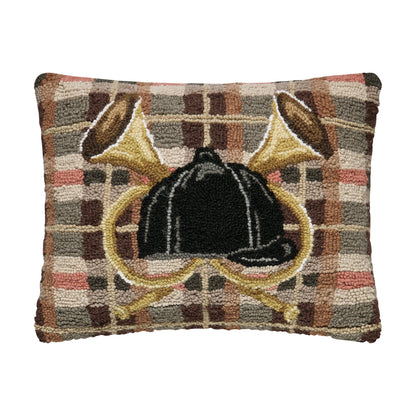 Bugle Crest Hooked Wool Accent Pillow | 14" × 18"