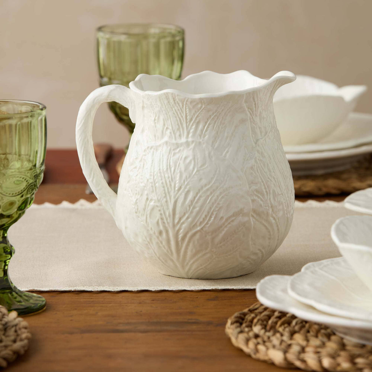 Le Jardin White Cabbage 3-D Pitcher