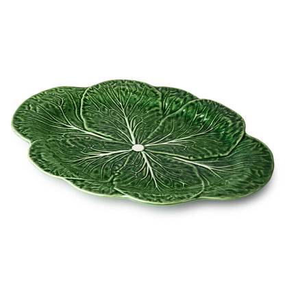 Green Cabbage Ceramic Oval Platter | 17in x 12.5in