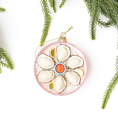 Oyster Bowl Glass Christmas Ornament