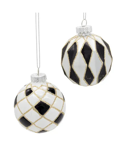 80mm Black/White/Gold Checkered Balls 6Pc