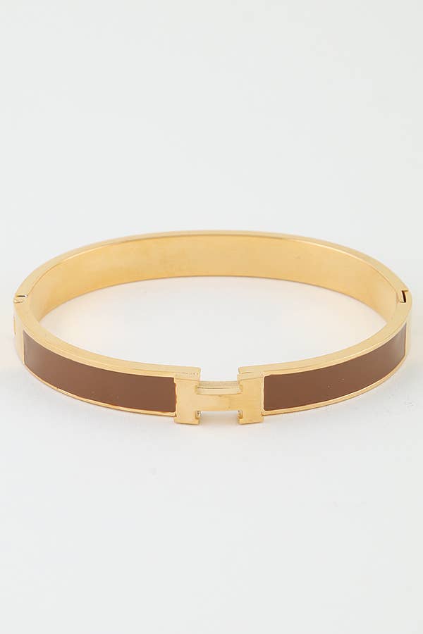 Bright H Cuff Bracelet BDBA327: Gold navy
