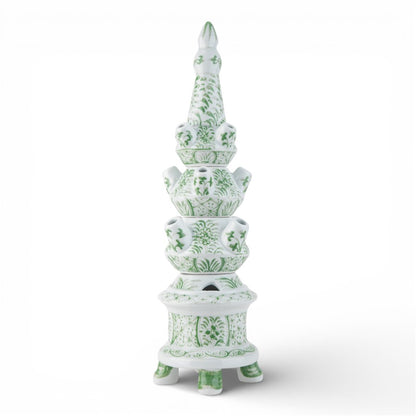 Danny’s Fine Porcelain Green Floral Tulipiere Vase | 4-Tier | 22.5” Tall