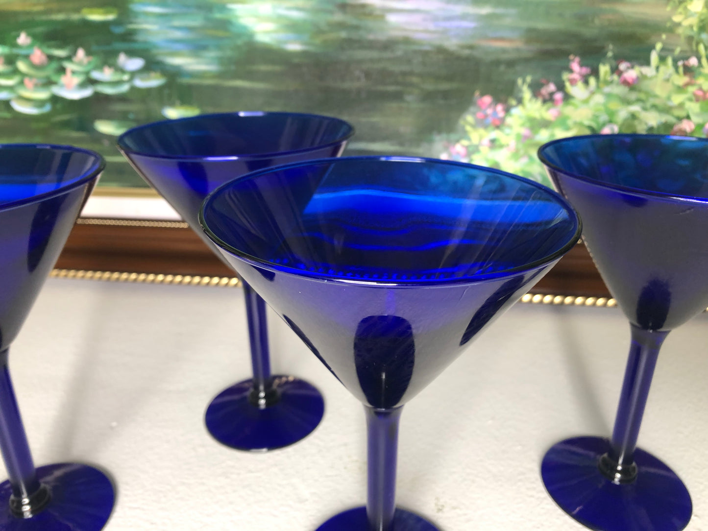 Vintage Cobalt Martini Glasses Set of 4 - Excellent Condition!