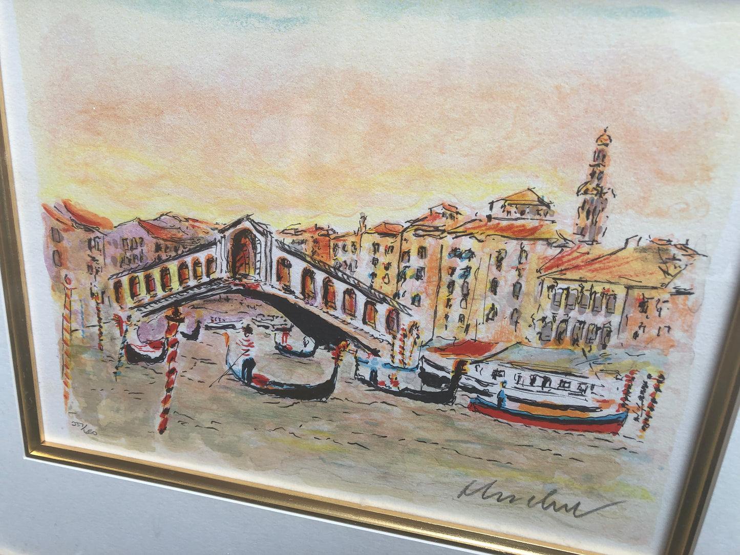 Stunning Venice Lithograph signed and Numbered Framed Art - Pristine!