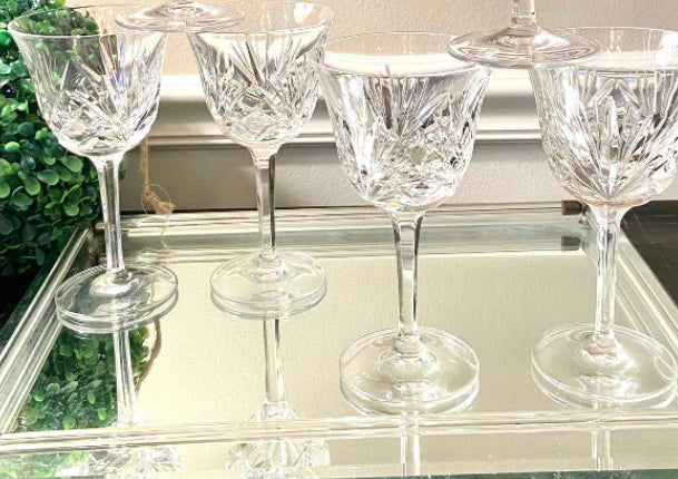 Sparkling Set of 4 vintage water glasses goblets in Cherrywood Clear by GORHAM CRYSTAL