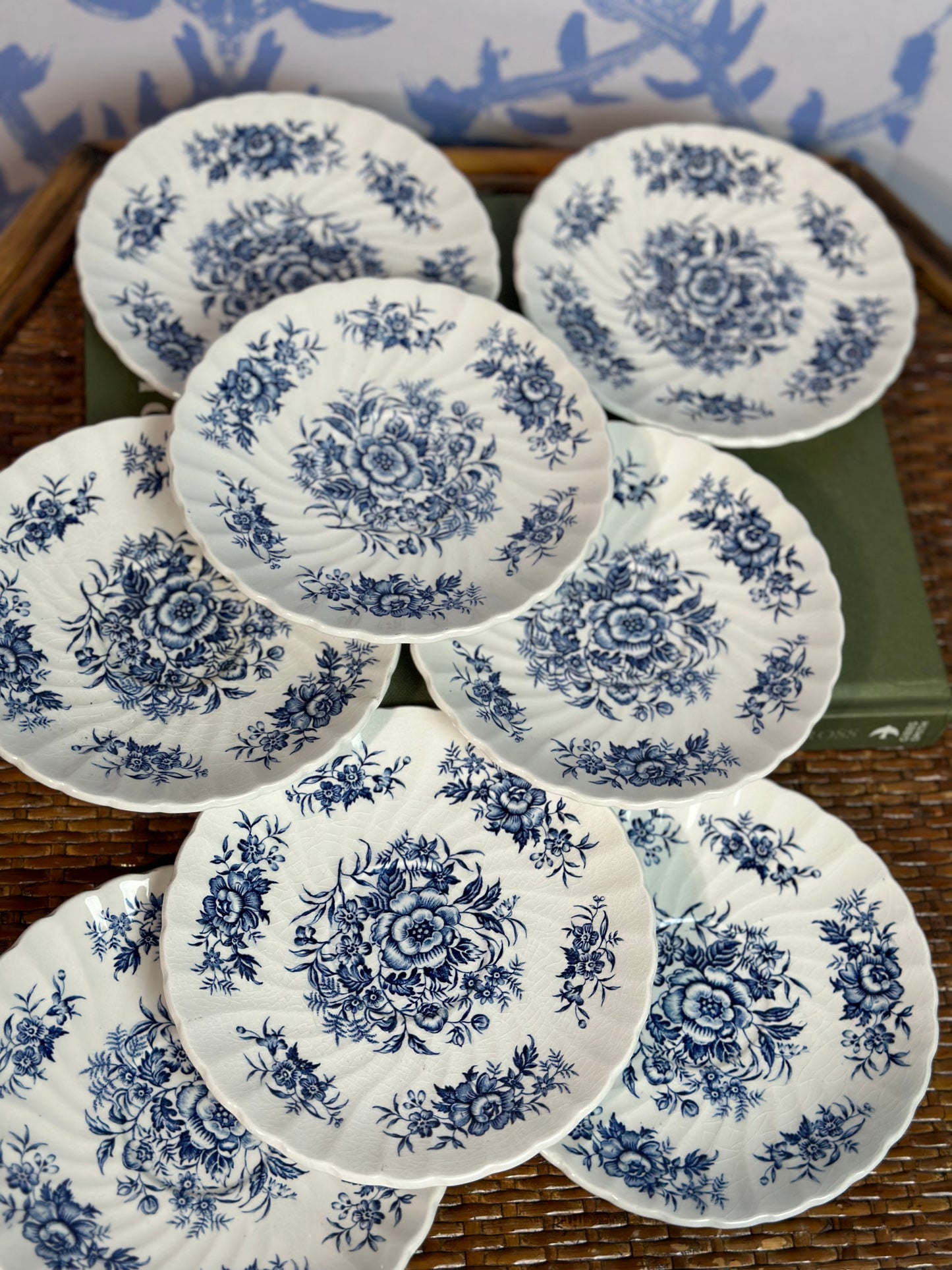 Vintage Blue & White Floral Saucers "Beacon Hill" Staffordshire, England (sold separate)