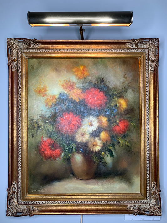 Gorgeous Vivid Original Framed Floral Still Life Oil on Canvas