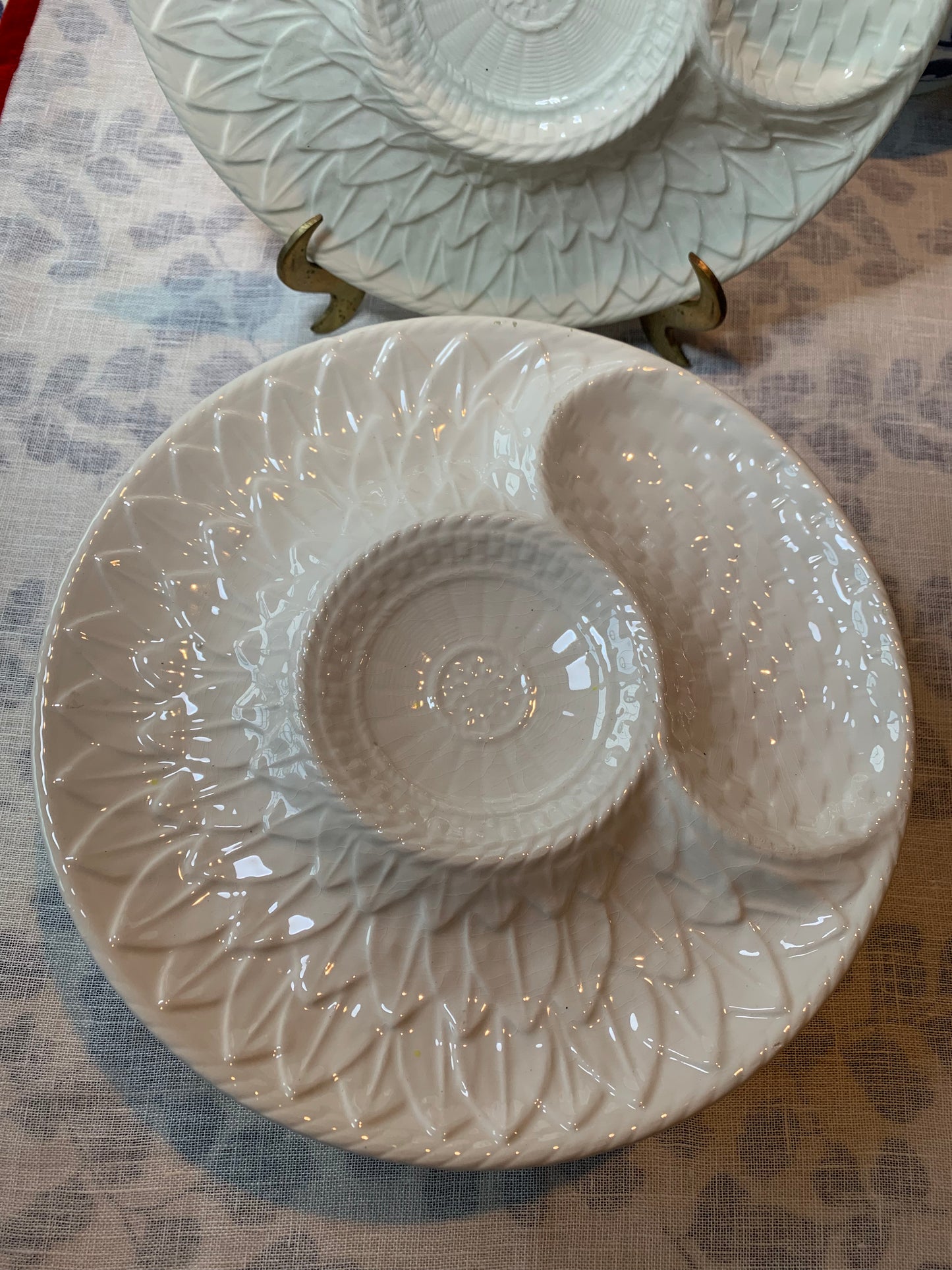 Set (4) of Vintage White Secla Artichoke plates