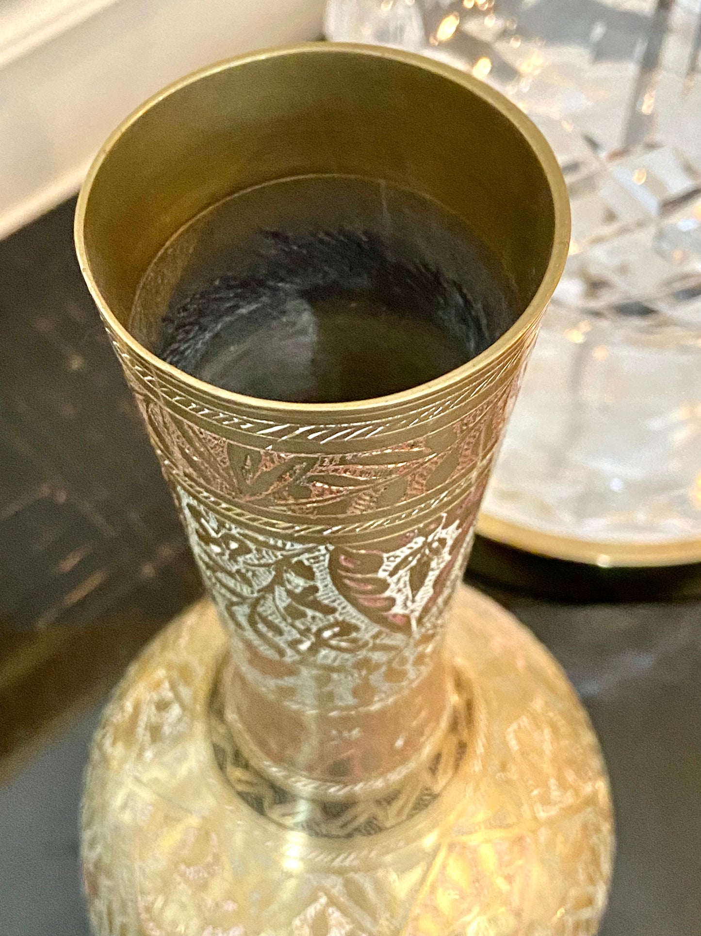 Vintage brass cloisonné tall vase