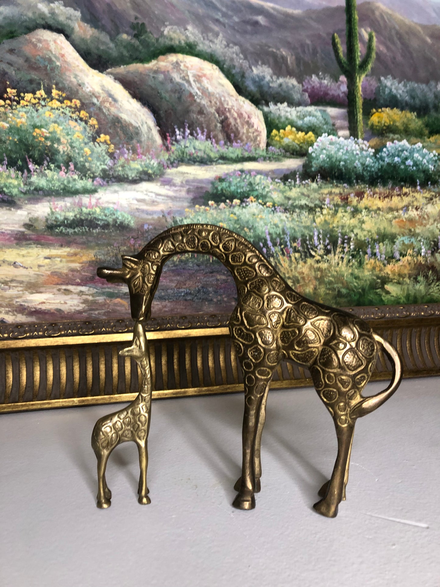 Sweetest brass mother and baby giraffe pair - Excellent condition!