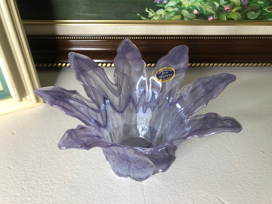 Beautiful Murano Lavender Flower glass bowl - Pristine!