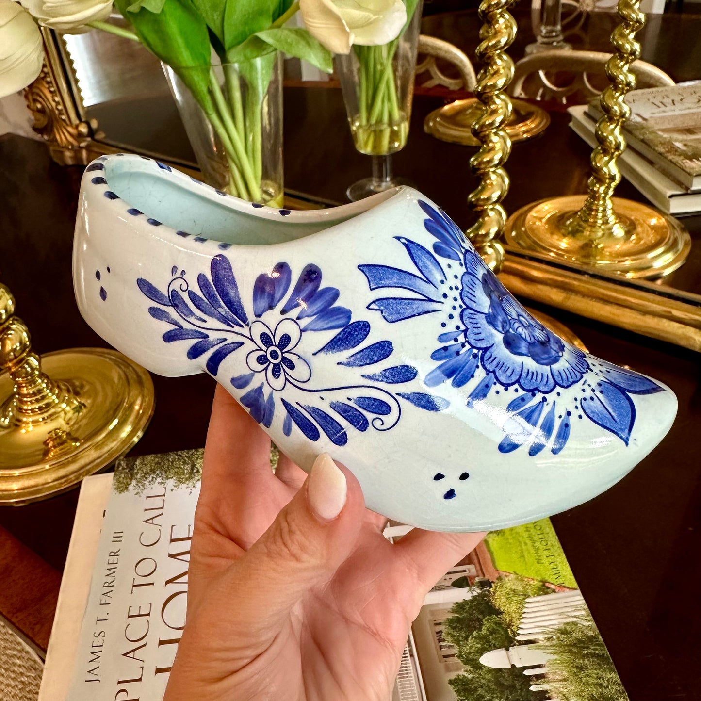 Sweet Hand painted Vintage Delft Dutch Clog Shoe