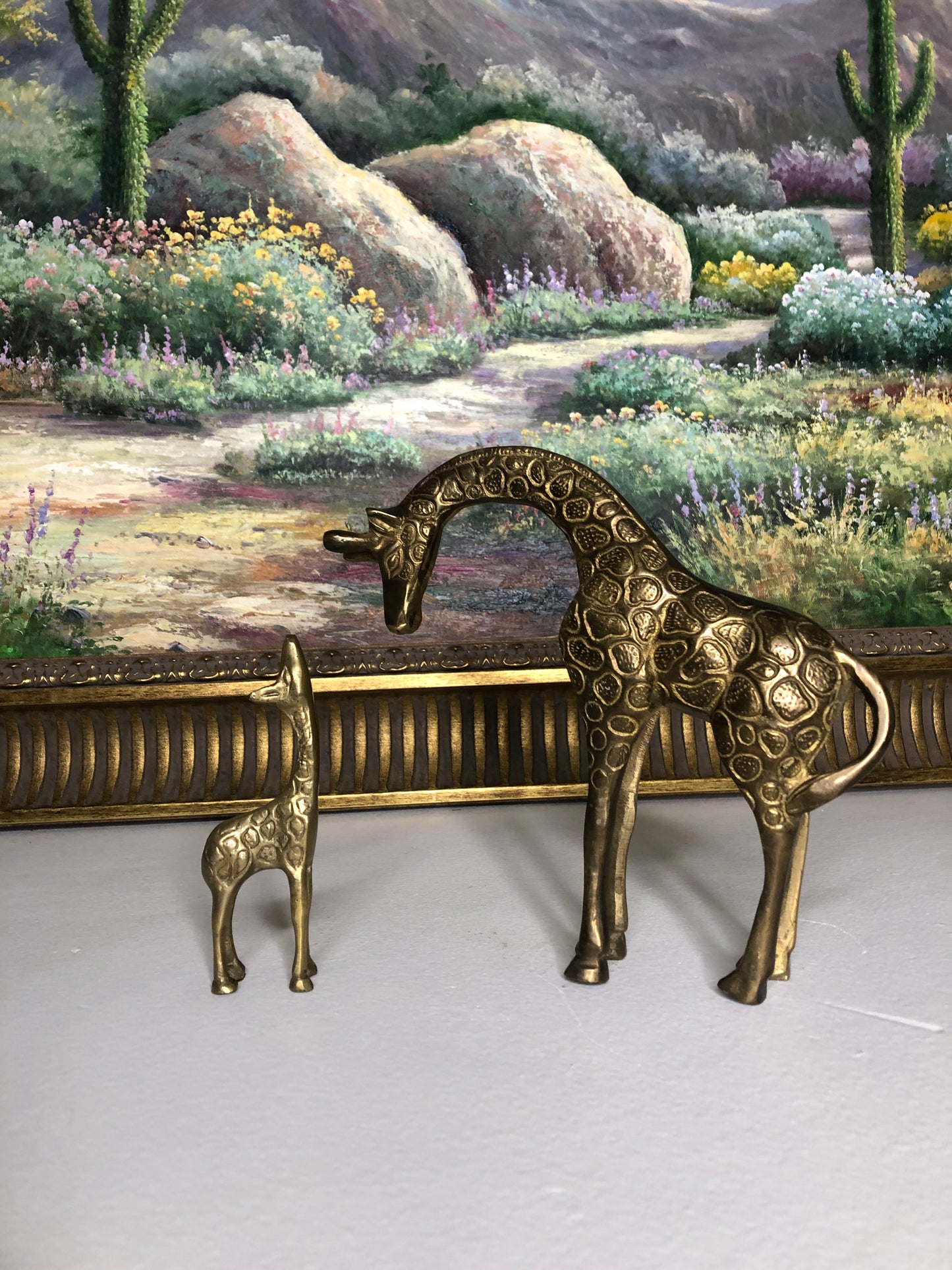 Sweetest brass mother and baby giraffe pair - Excellent condition!