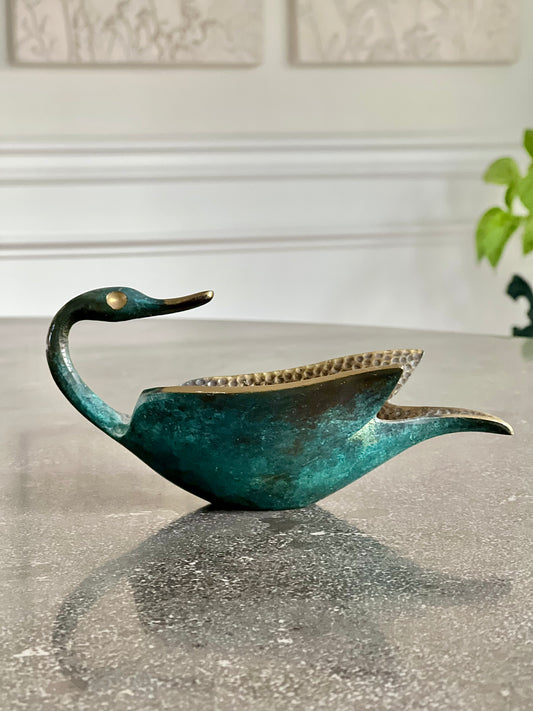 Vintage Pal-Bell Co. Hammered Brass Swan Dish
