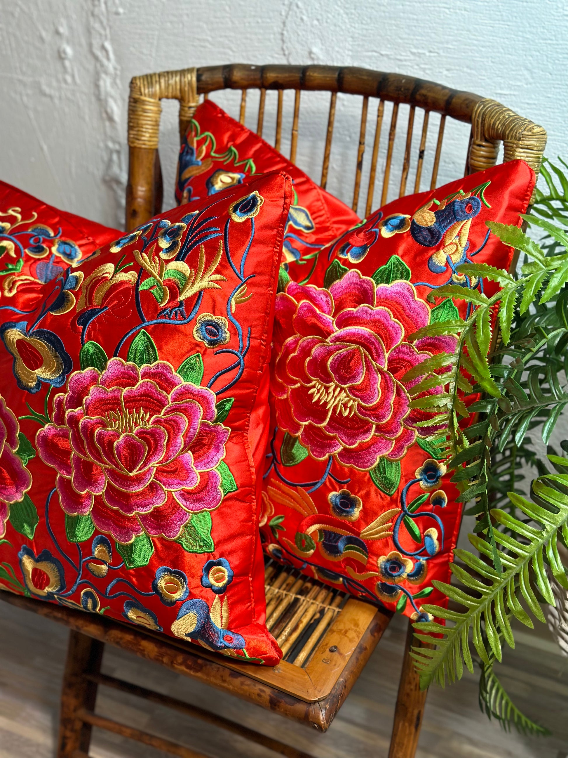 Floral embroidered cushions cheap