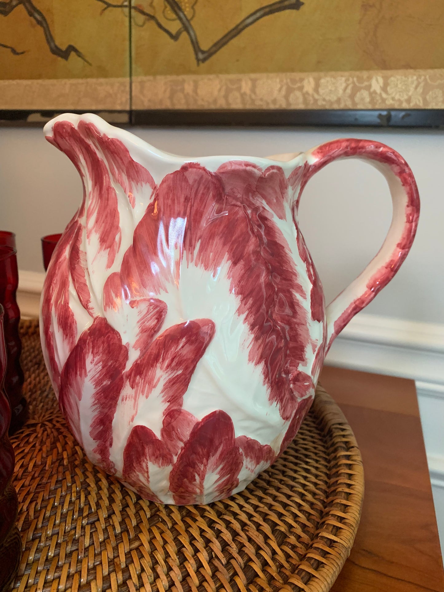 Vintage Sculpted Radicchio Leafed Pitcher (Made in Italy)