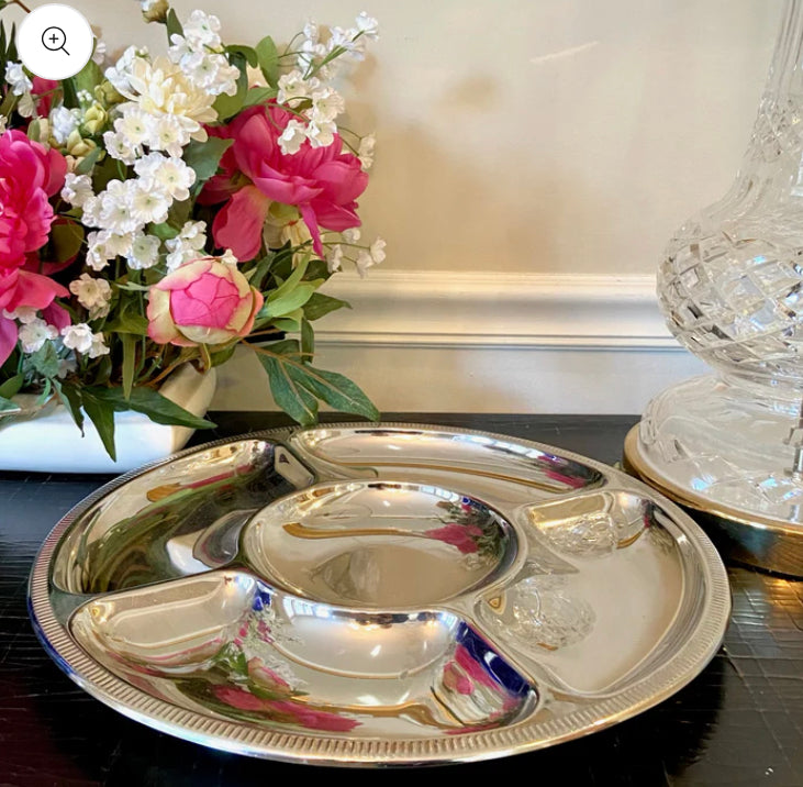 Vintage designer Jean Couzon of France 5 section silver plate serving platter