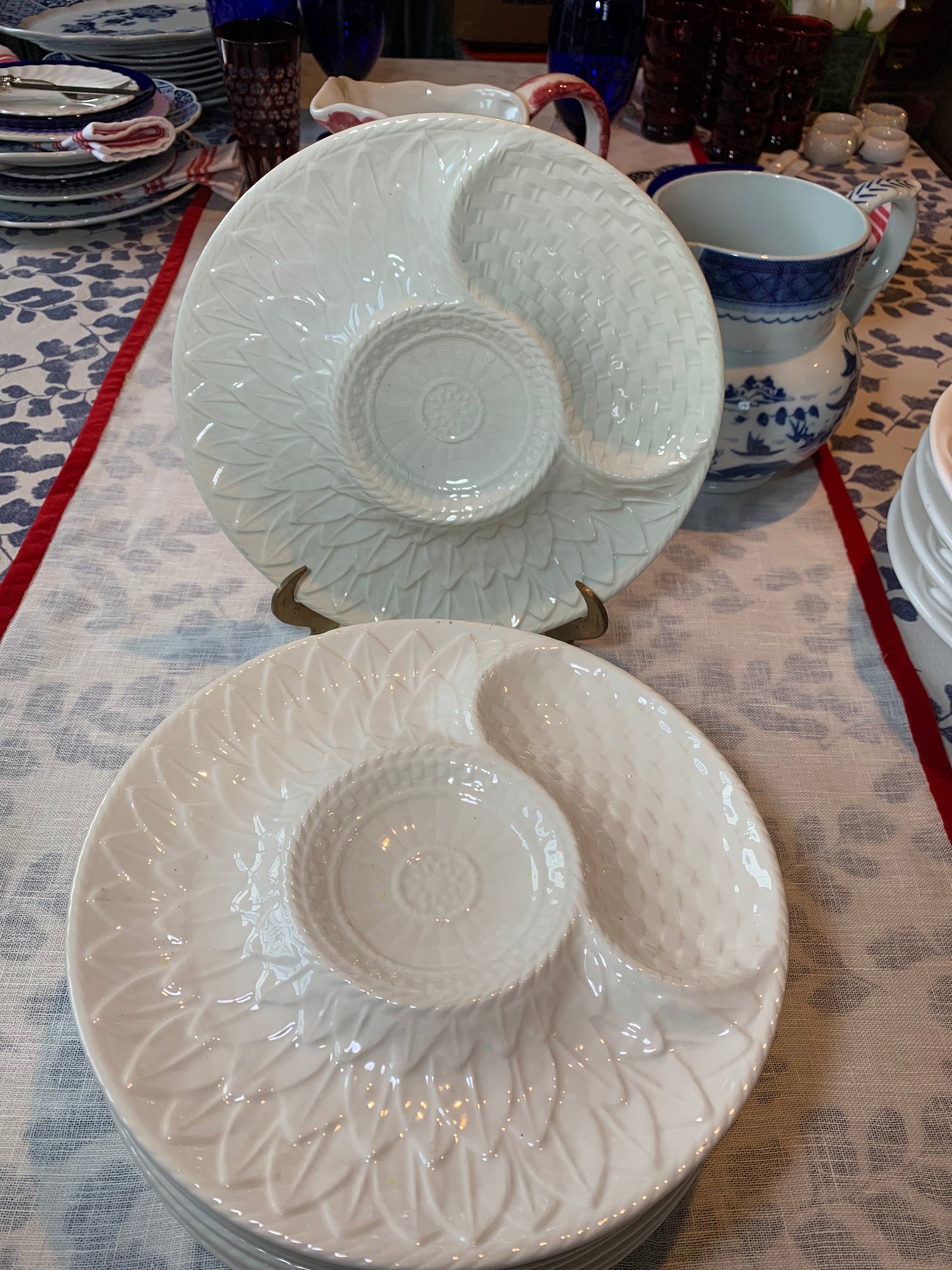 Set (4) of Vintage White Secla Artichoke plates