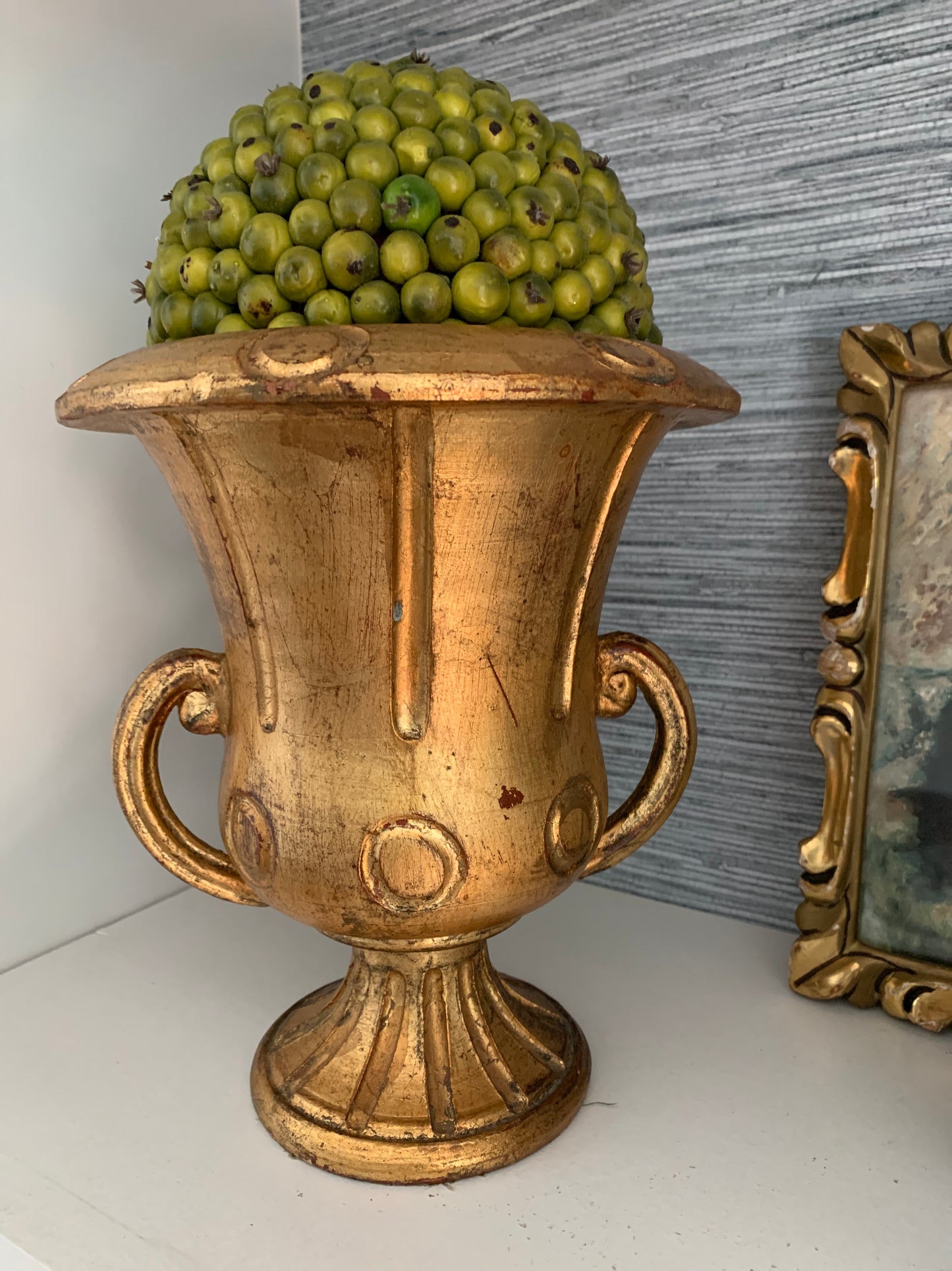 Classic Style Gold Gilded Terracotta Urn Made in Italy