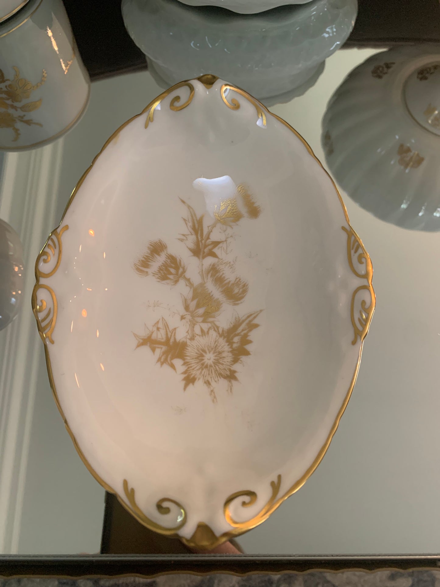 Vintage Hammersley & Co Bone China Gilded Dish with Thistle design