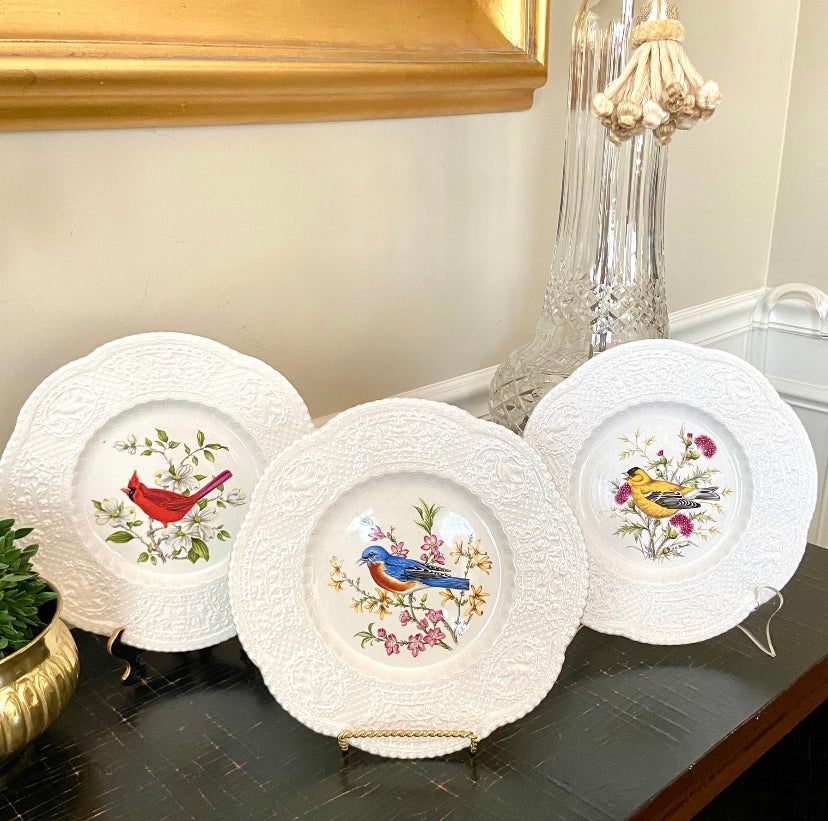 Set of 3 vintage designer bird plates By Henry Pausch of England
