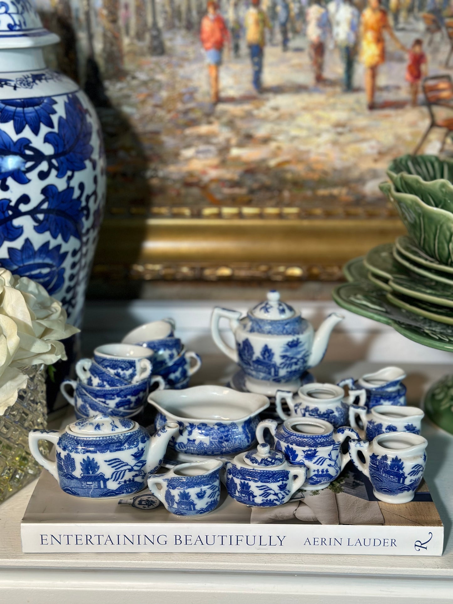 WCCR - Vintage Blue & White Japan Blue Willow Child's Tea set - AS IS