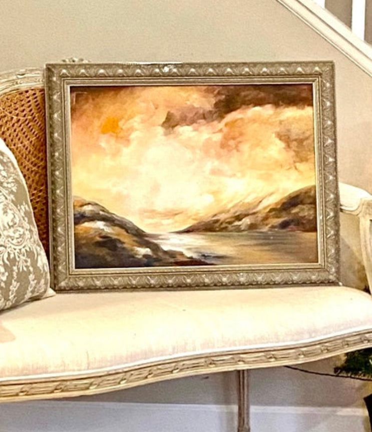 Eye catching vintage abstract landscape wall art  painting.