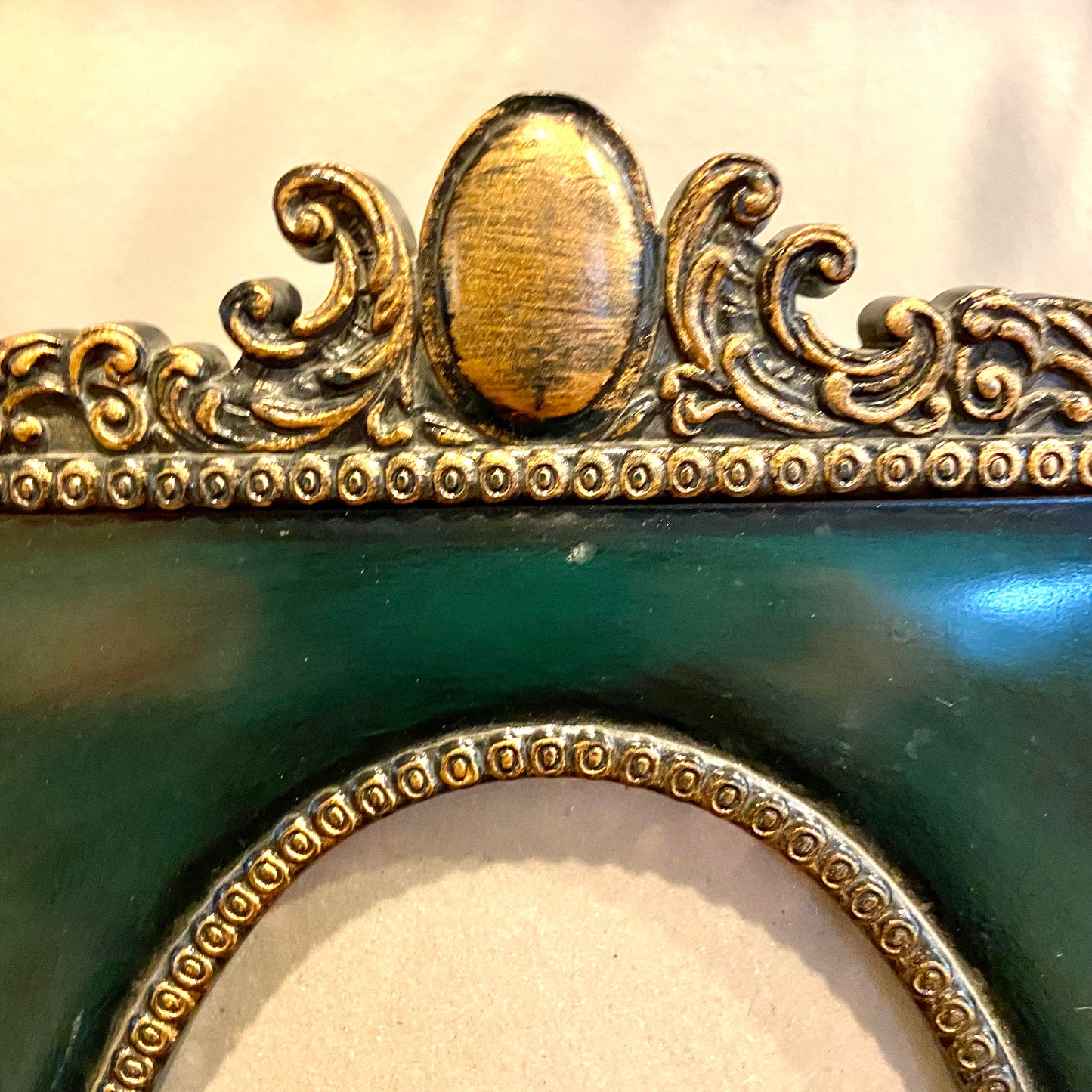 Vintage gold and green  baroque photo frame 7" x 5" and a total size, 11" x 7.75"