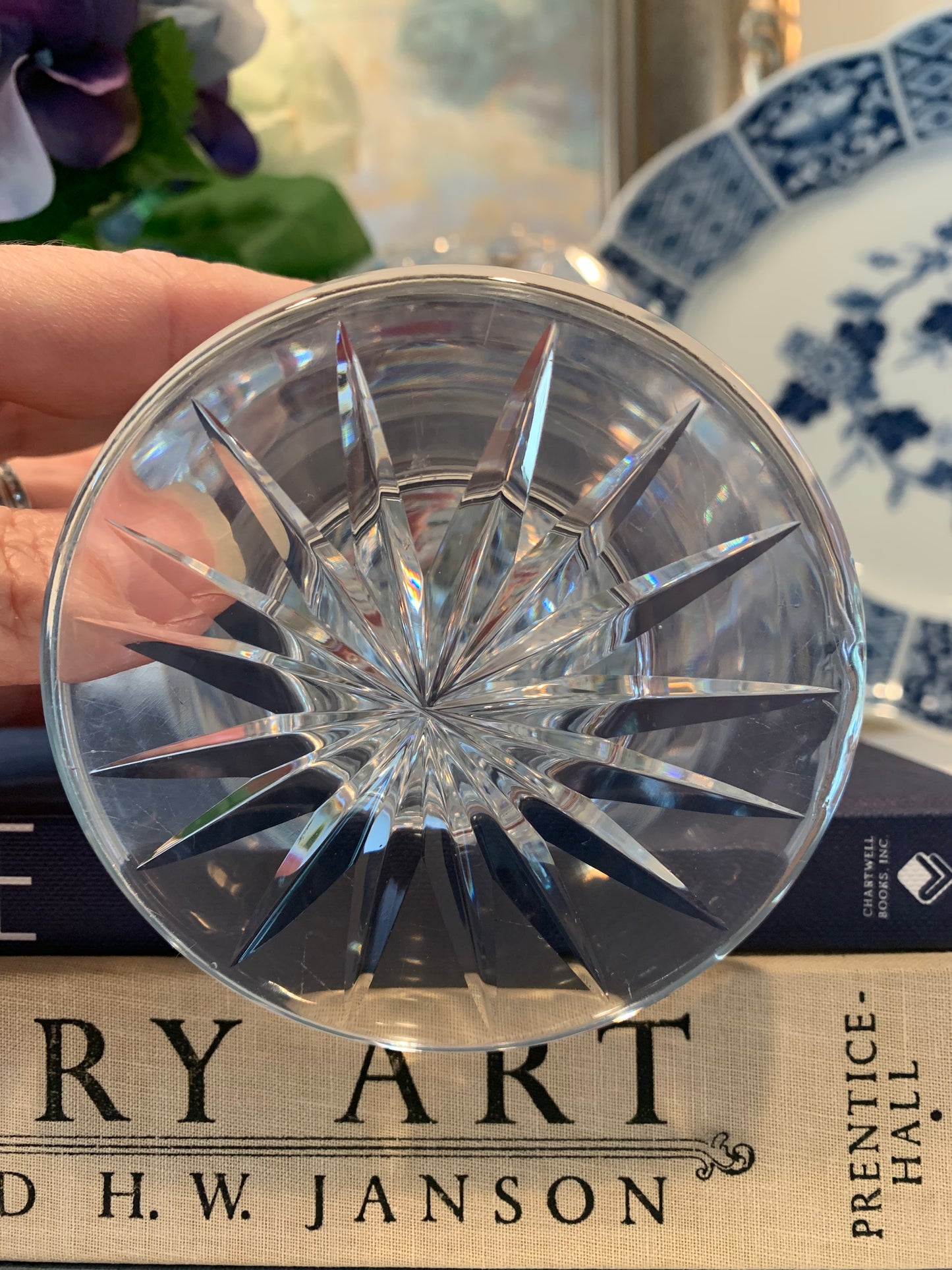 Heavy Lead Cut Crystal Vase 8" - Pristine!