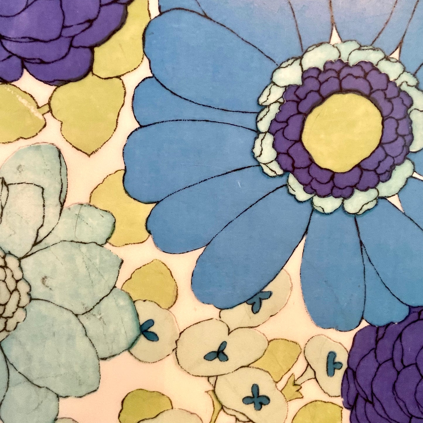 Set of 6 vintage designer blue & white floral plates by Interlaken Of France