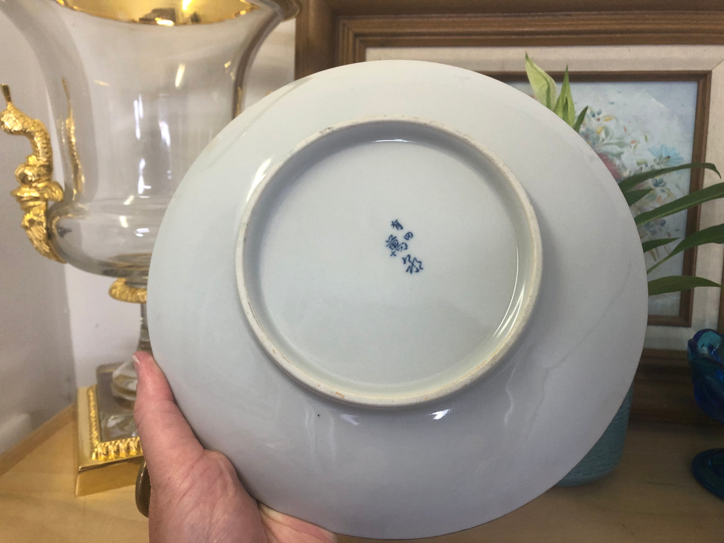 Vintage blue floral shallow bowl - Excellent condition!